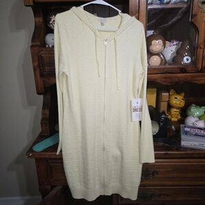 J For Justify Yellow Hooded Sweater Dress